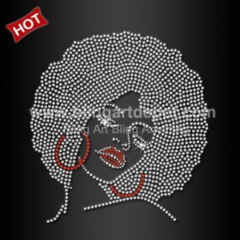 Afro Girl Iron On Wholesale Delta Sigma Theta Rhinestone Motif for Shirts